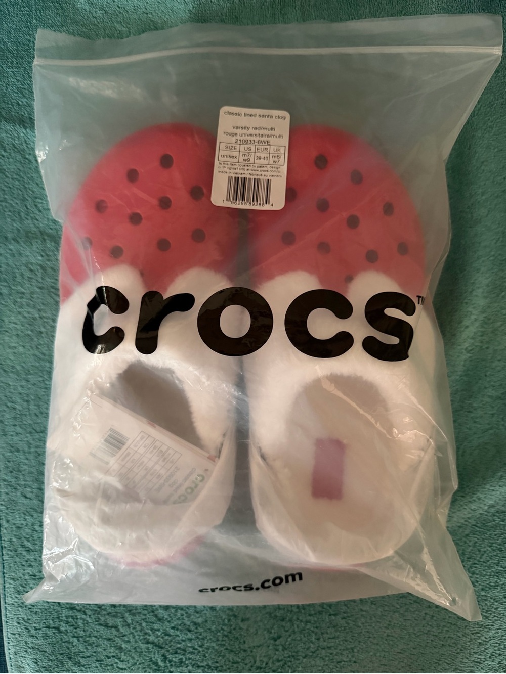 CROCS Festive Red & White Lined Clog